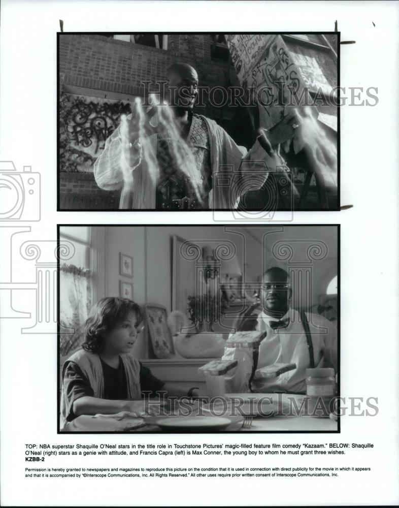 1996 Press Photo Shaquille O'Neal and Francis Capra stars at the movie Kazzam - Historic Images
