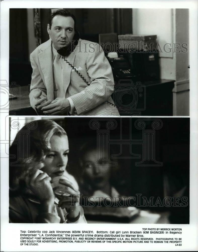 1997 Press Photo Kevin Spacey and Kim Basinger in L.A. Confidential. - cvp98792 - Historic Images