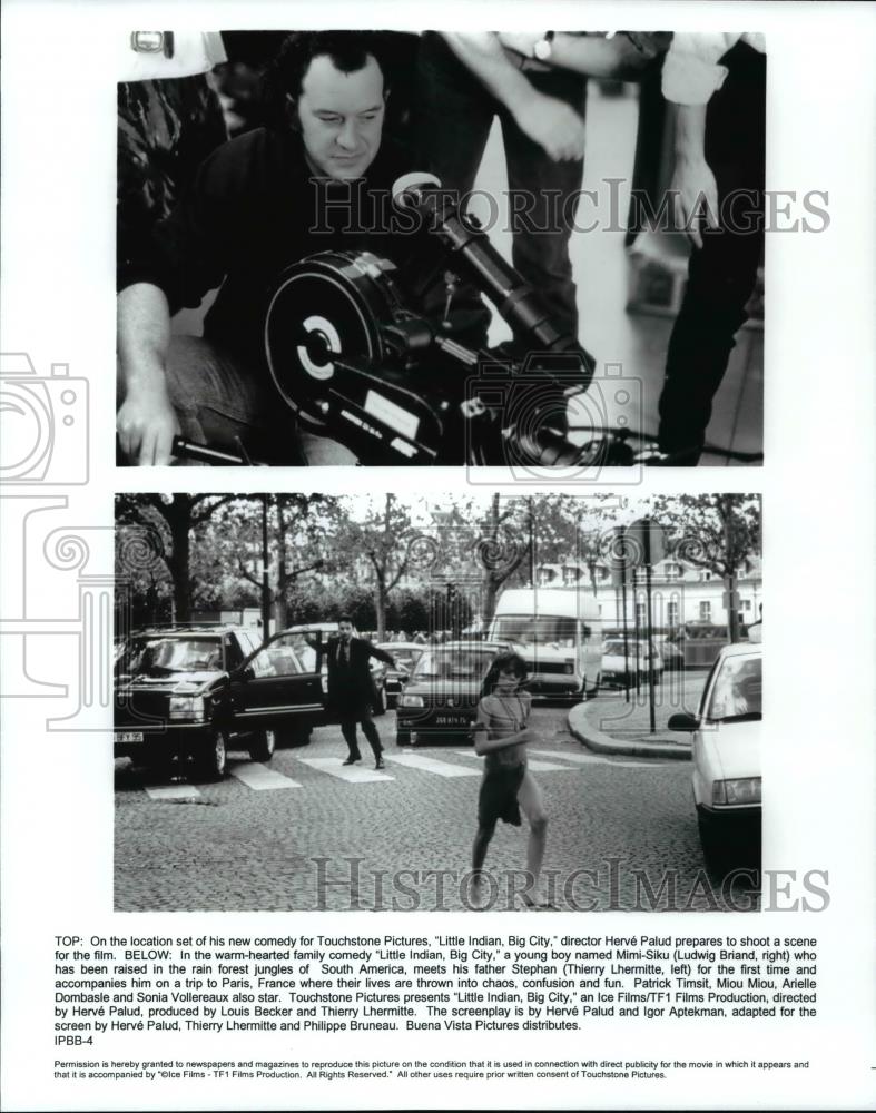 1994 Press Photo Herve Palud and Ludwig Briand on set of Little Indian, Big City - Historic Images