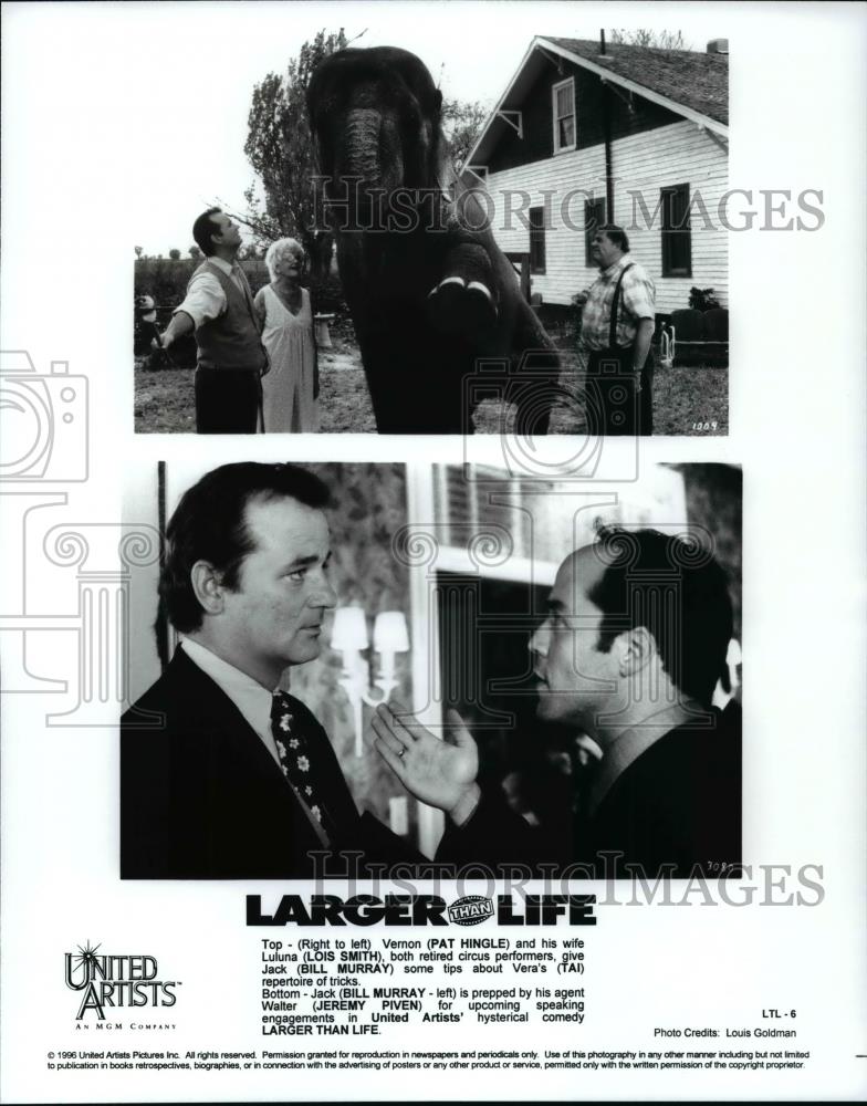 1996 Press Photo Pat Hingle, Lois Smith and Bill Murray in Larger Than Life. - Historic Images