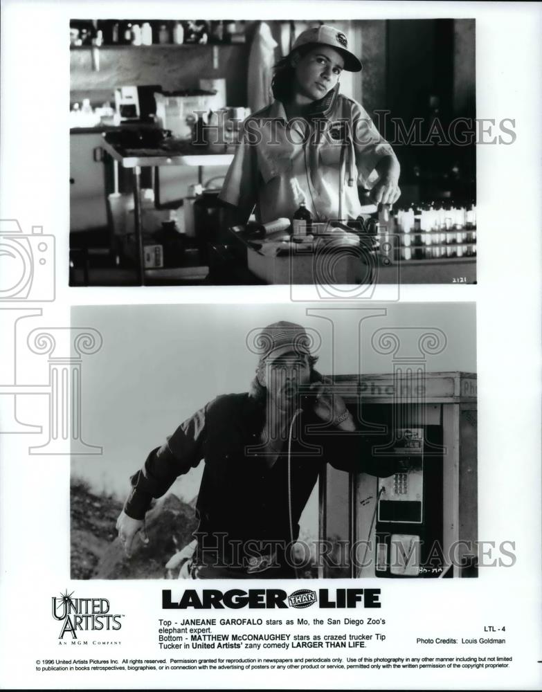 1996 Press Photo Janeane Garofalo and Matthew McConaughey in Larger Than Life. - Historic Images