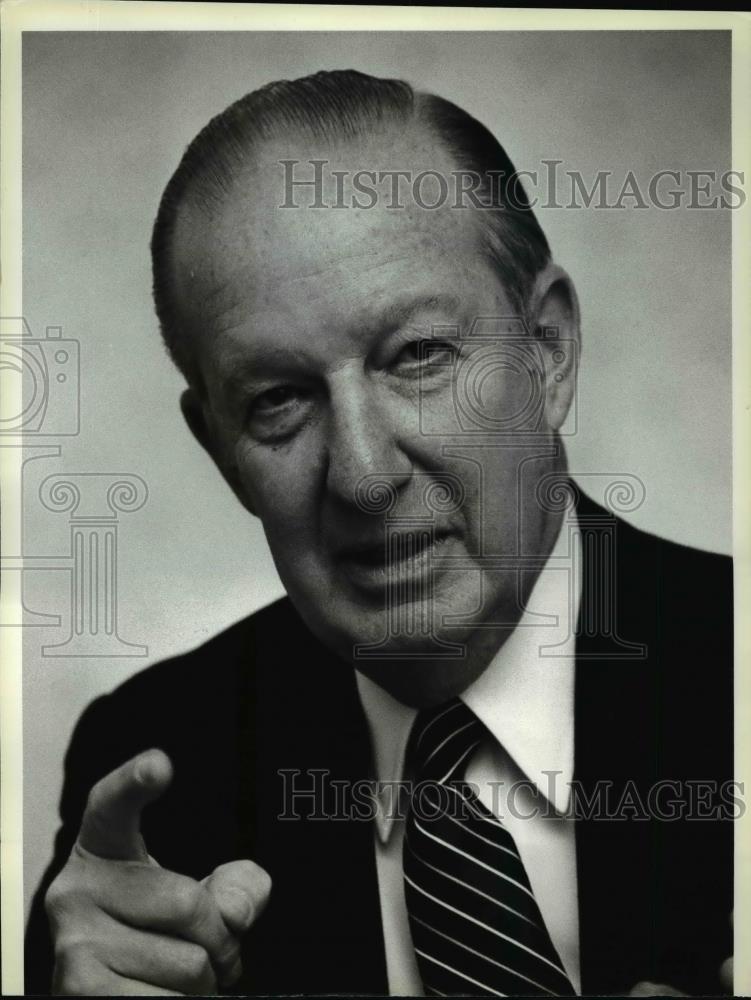 1980 Press Photo Lawrence K. Roos, President, Federal Reserve Bank, St. Louis. - Historic Images