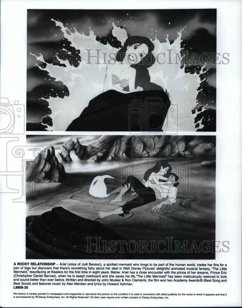 Press Photo Jodi Benson & CD Barnes in animated movie, The Little Mermaid - Historic Images