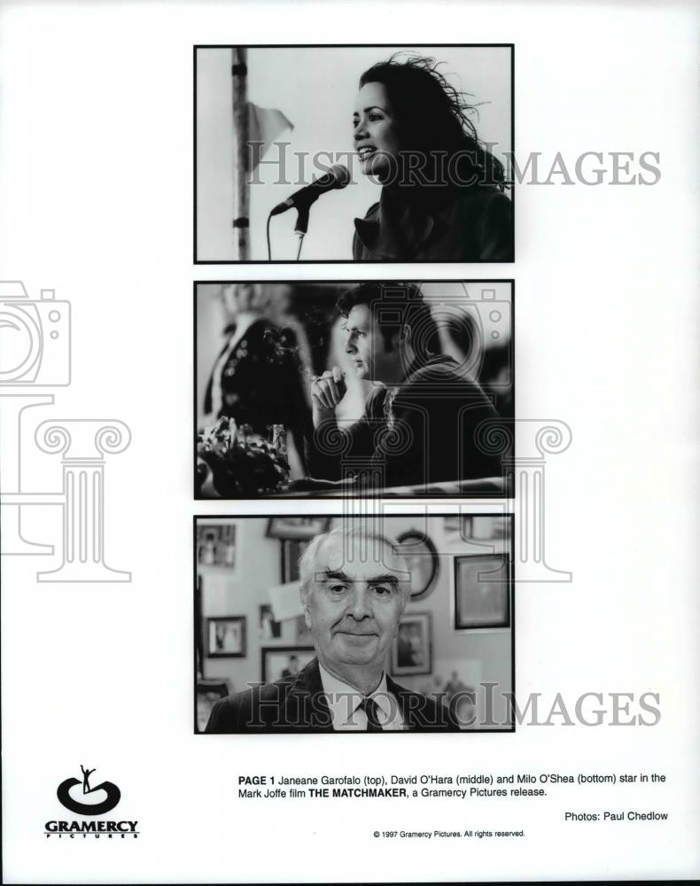 1997 Press Photo Janeane Garofalo, David O'Hara & Milo O'Shea in The Matchmaker. - Historic Images