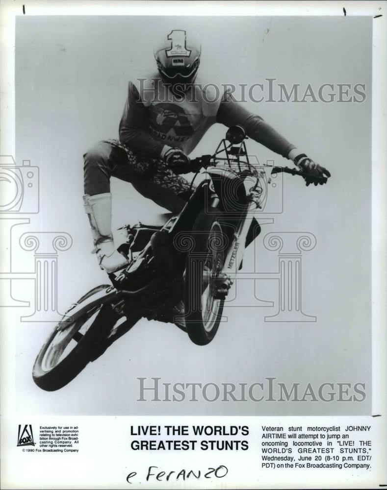 1990 Press Photo John Airtime on Live! The World&#39;s Greatest Stunts. - cvp98959 - Historic Images