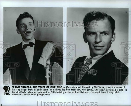 1991 Press Photo Mel Torme-Frank Sinatra, The Voice Of Our Time host - cvp99011 - Historic Images