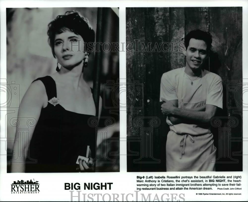 Press Photo Isabella Rosellini and Marc Anthony-Big Night - cvp99134 - Historic Images