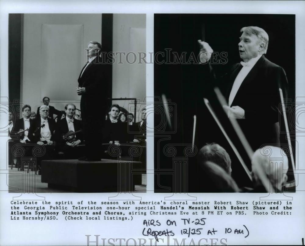 1987 Press Photo America&#39;s choral master Robert Shaw in one of his shows - Historic Images