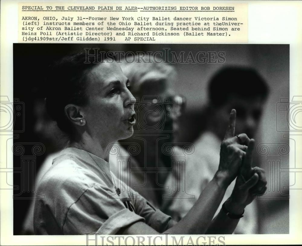 1991 Press Photo Ballet dancer Victoria Simon, Heinz Poll, and Richard Dickinson - Historic Images