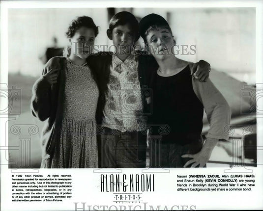 1993 Press Photo Vanessa Zaoui,Lukas Haas and Kevin Connolly in "ALAN & NAOMI" - Historic Images