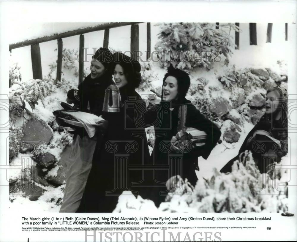 1994 Press Photo Claire Danes, Trini Alvarado and Winona Ryder in Little Women. - Historic Images