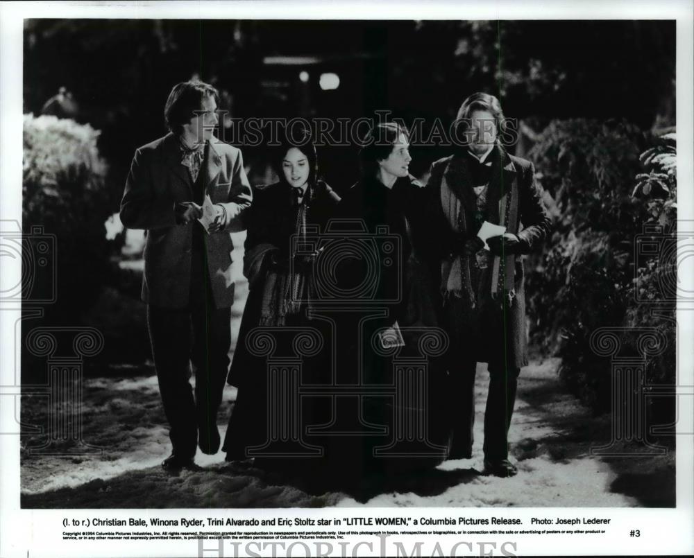 1994 Press Photo Christian Bale, Winona Ryder and Eric Stoltz in Little Women. - Historic Images