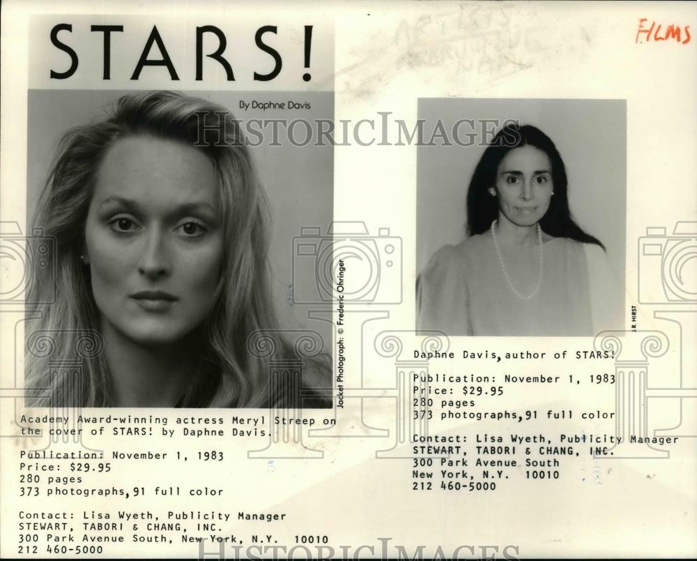 1983 Press Photo Meryl Streep, actress, and Daphne Davis author of Stars! - Historic Images
