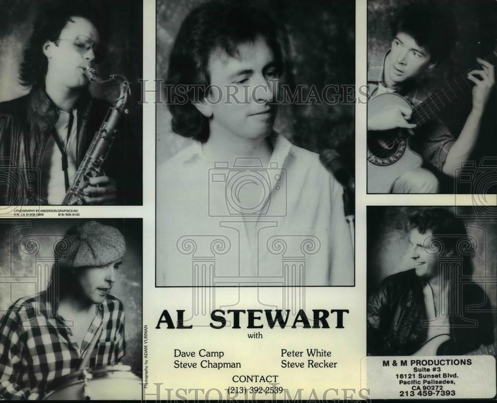 1987 Press Photo Al Stewart with Dave Camp, Steve Chapman, Peter White, Recker - Historic Images