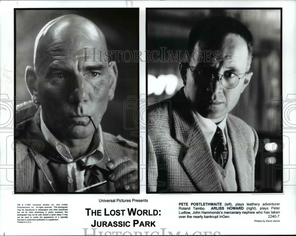 1997 Press Photo Paul Pestlethwaite, Arliss Howard-The Lost World:Jurassic Park - Historic Images