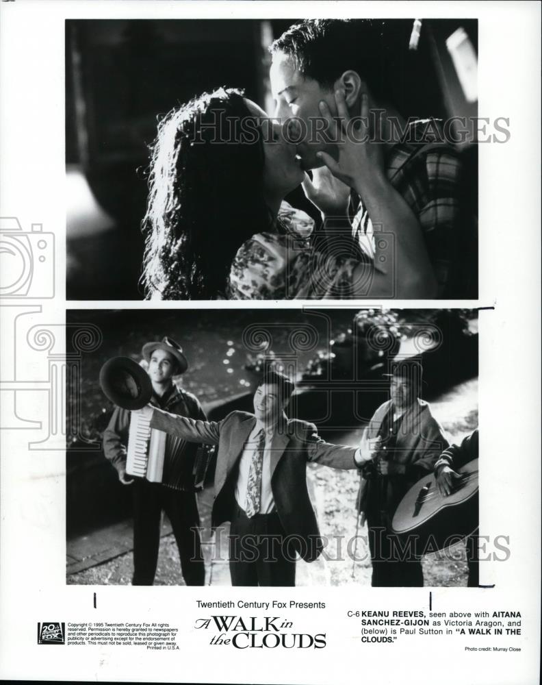 1995 Press Photo Keanu Reeves, Aita Gijon, Paul Sutton-A Walk In The Clouds - Historic Images