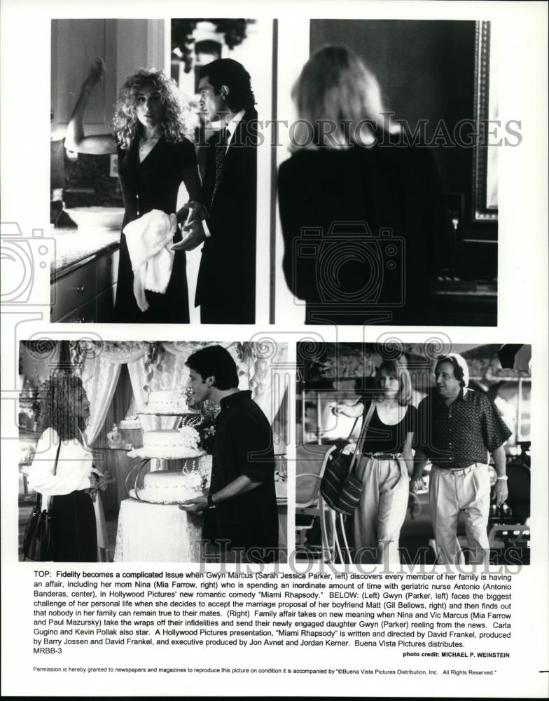 1995 Press Photo Sarah Jessica Parker and Mia Farrow in Miami Rhapsody. - Historic Images