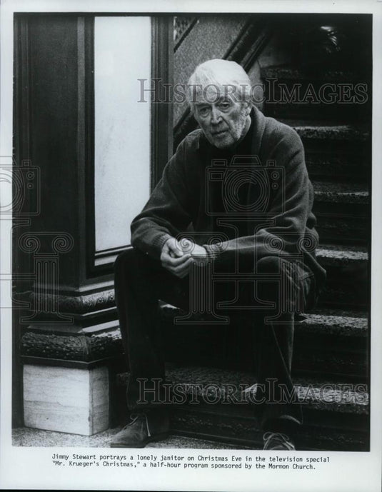 1980 Press Photo Jimmy Stewart in Mr. Krueger's Christmas. - cvp99702 - Historic Images