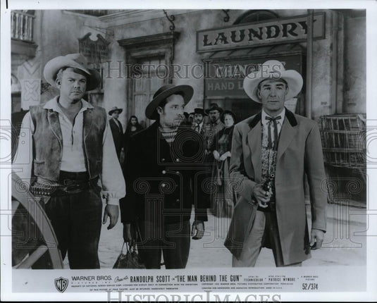 Press Photo Randolph Scott and The Man Behind The Gun movie scene - cvp99785 - Historic Images