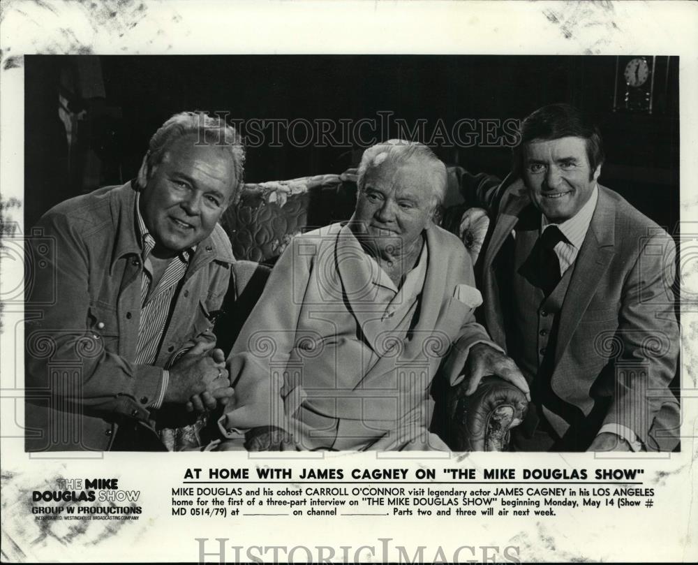 1979 Press Photo Carroll O'Connor and James Cagney on The Mike Douglas Show. - Historic Images