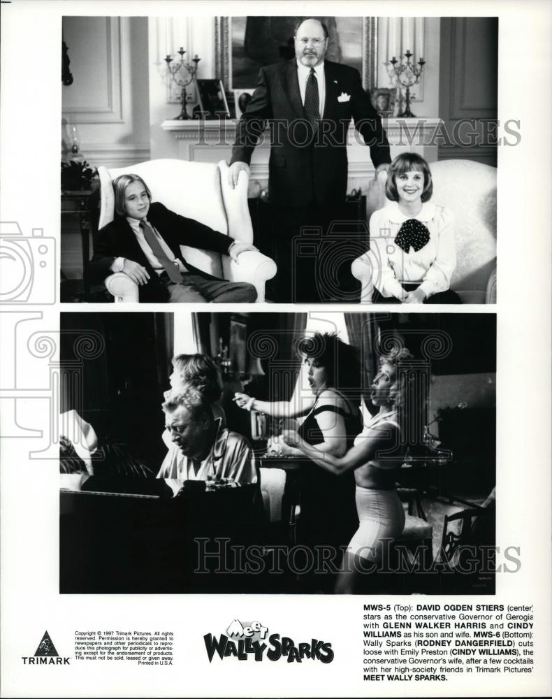 1997 Press Photo David Ogden Stiers, Cindy Williams, Harris, Rodney Dangerfield - Historic Images