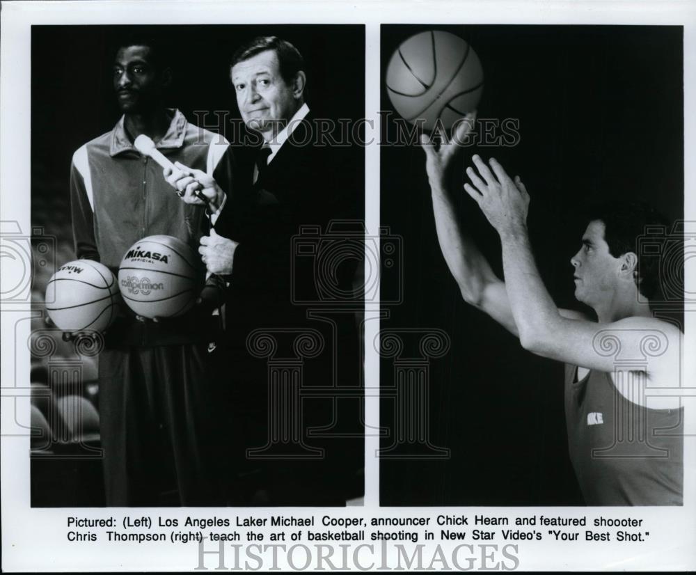 Press Photo Michael Cooper, Chick Hearn, Chris Thompson - cvp99962 - Historic Images