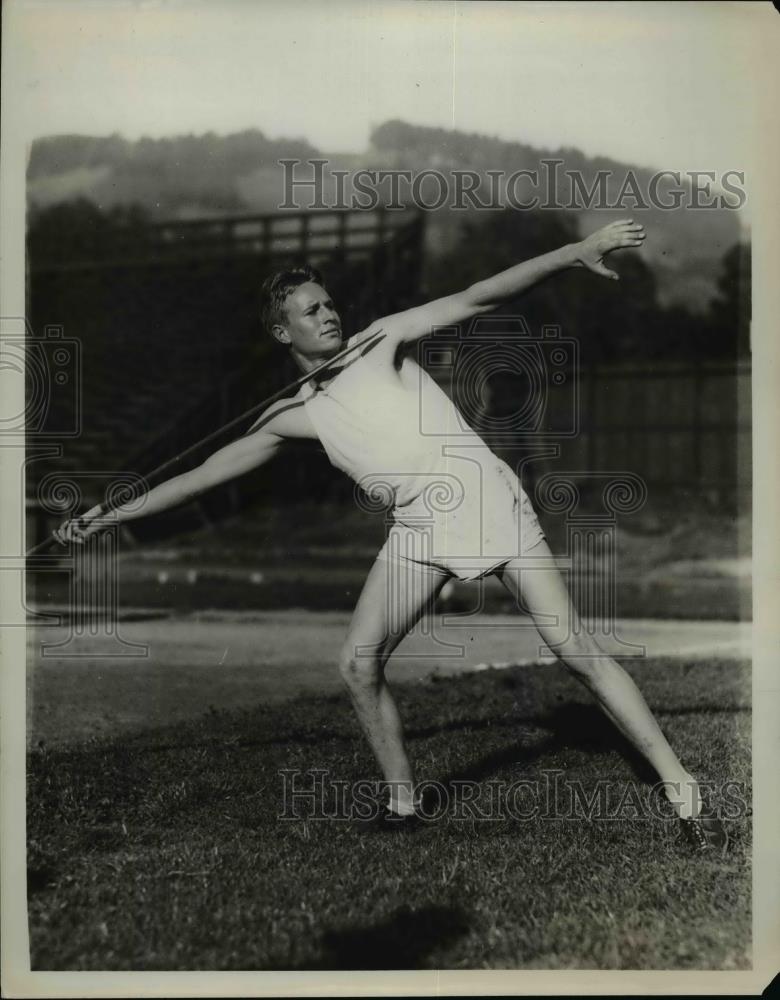 1931 Press Photo Kenneth Churchill University of California javelin thrower - Historic Images