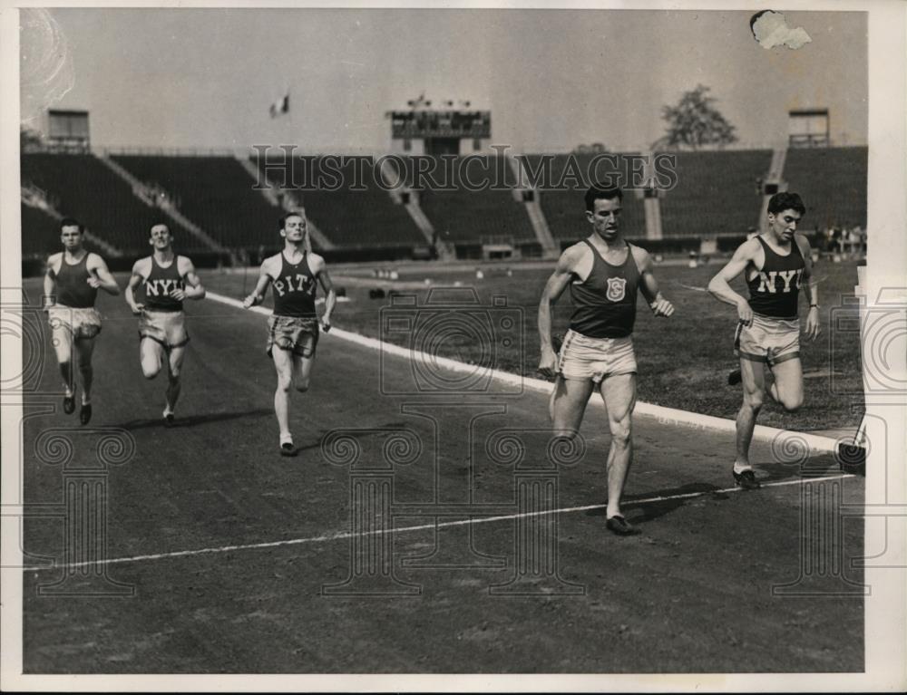 1929 Press Photo Erwin Miller of USC wins 440 yard run at ICAAAA meet, New York - Historic Images