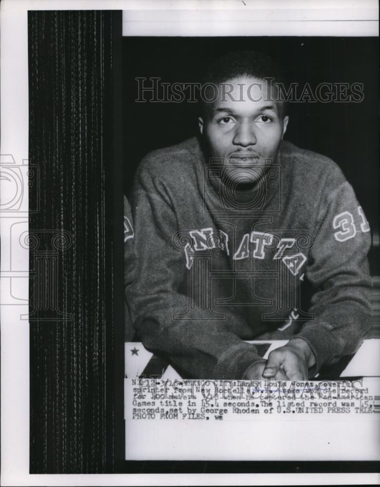 1955 Press Photo New 100 meter record holder Louis Jones from New Rochelle, NY - Historic Images