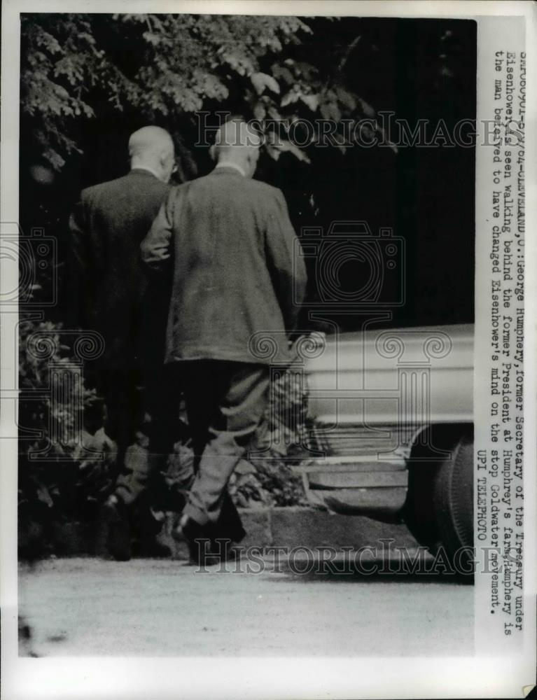 1964 Press Photo Former Secretary of Treasury Seen Walking Behind Former Pres. - Historic Images