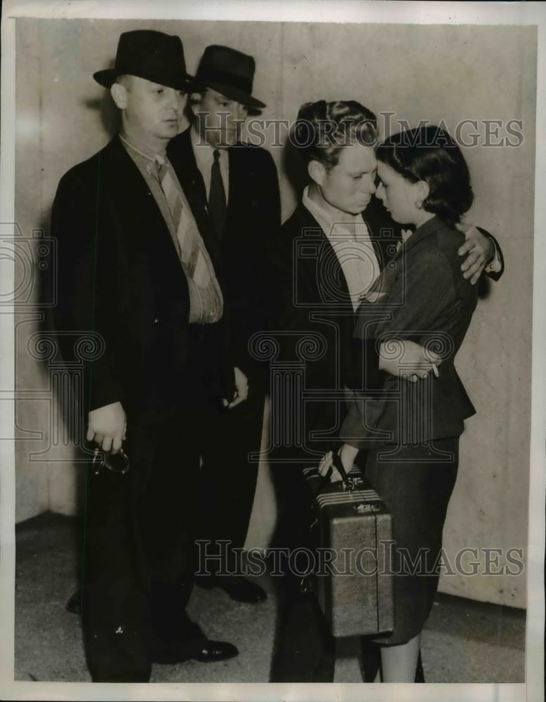 1938 Press Photo Mr and Mrs.Arthur Primeal led away to jail at Los Angeles Court - Historic Images