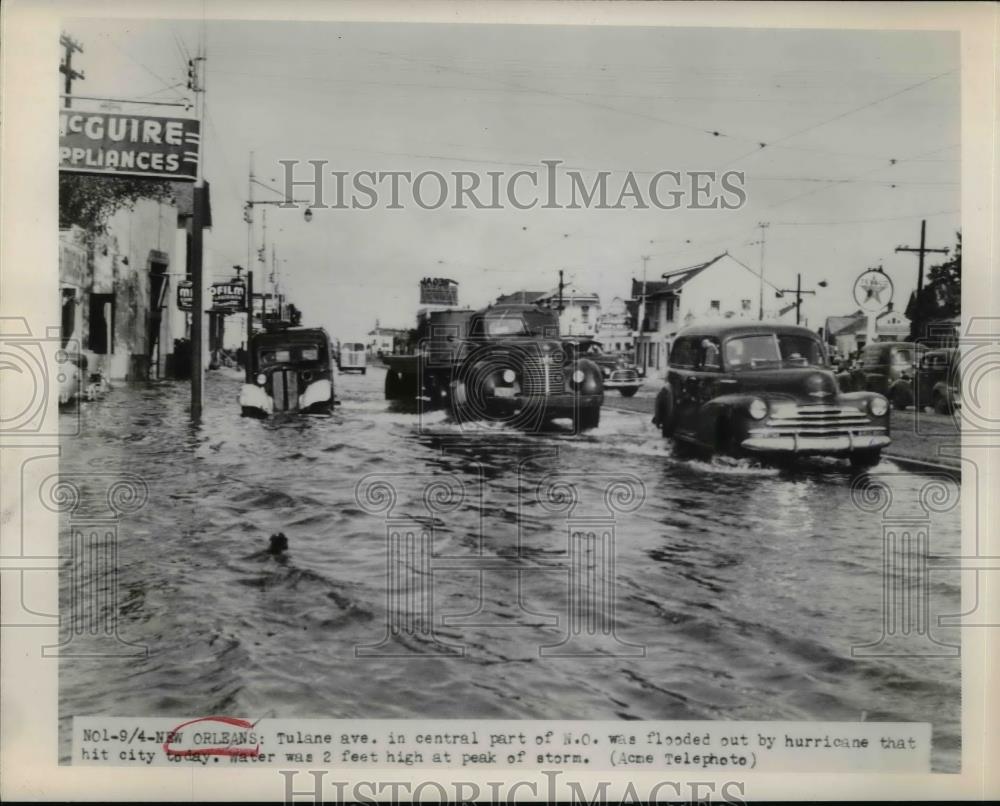 1948 Press Photo Tulane Ave In New Orleans Flooded By Hurricane Hit City Today - Historic Images