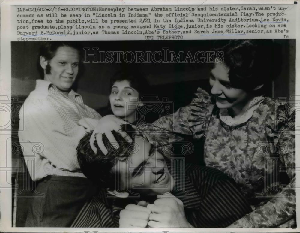 1959 Press Photo "Lincoln In Indiana" To Be Presented At Indiana University - Historic Images