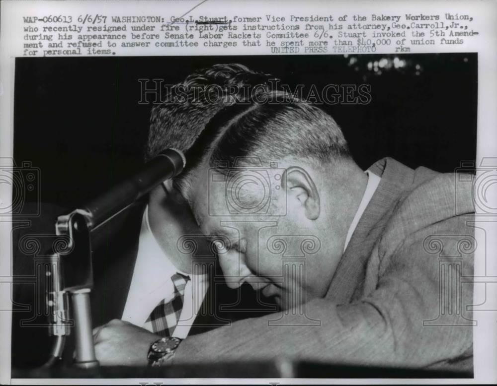 1957 Press Photo Employee of Bakery Union Refused To Admit He Spent Union Funds - Historic Images