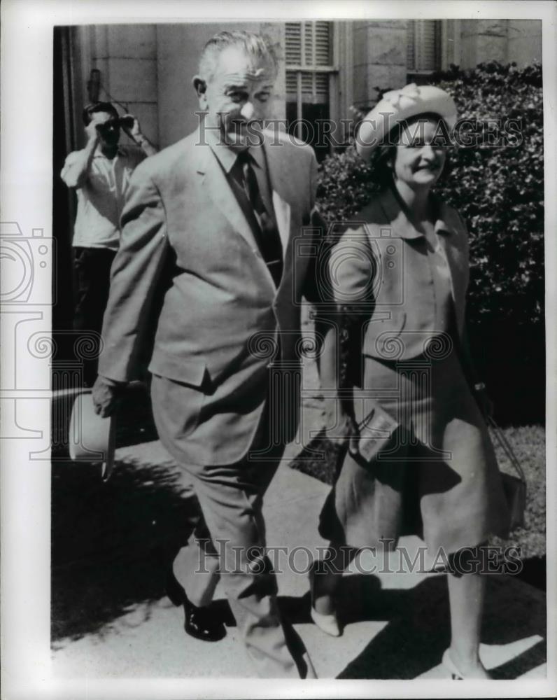 1966 Press Photo Lyndon B. johnson & Lady Bird After Voting in Texas - nef13453 - Historic Images