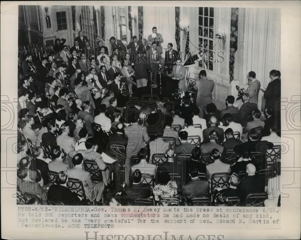 1948 Press Photo Thomas E. Dewey Press Conference in Philadelphia - nef14300 - Historic Images