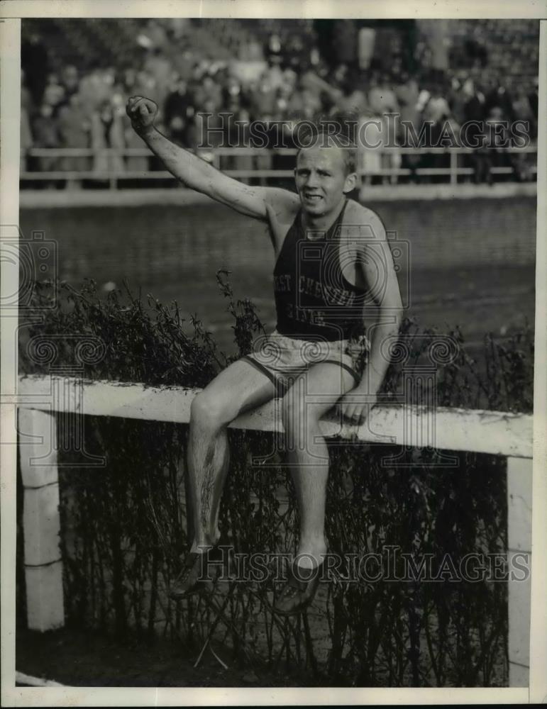 1934 Press Photo Alfred Knard wins Penn Relay steeplechase in Westchester PA - Historic Images