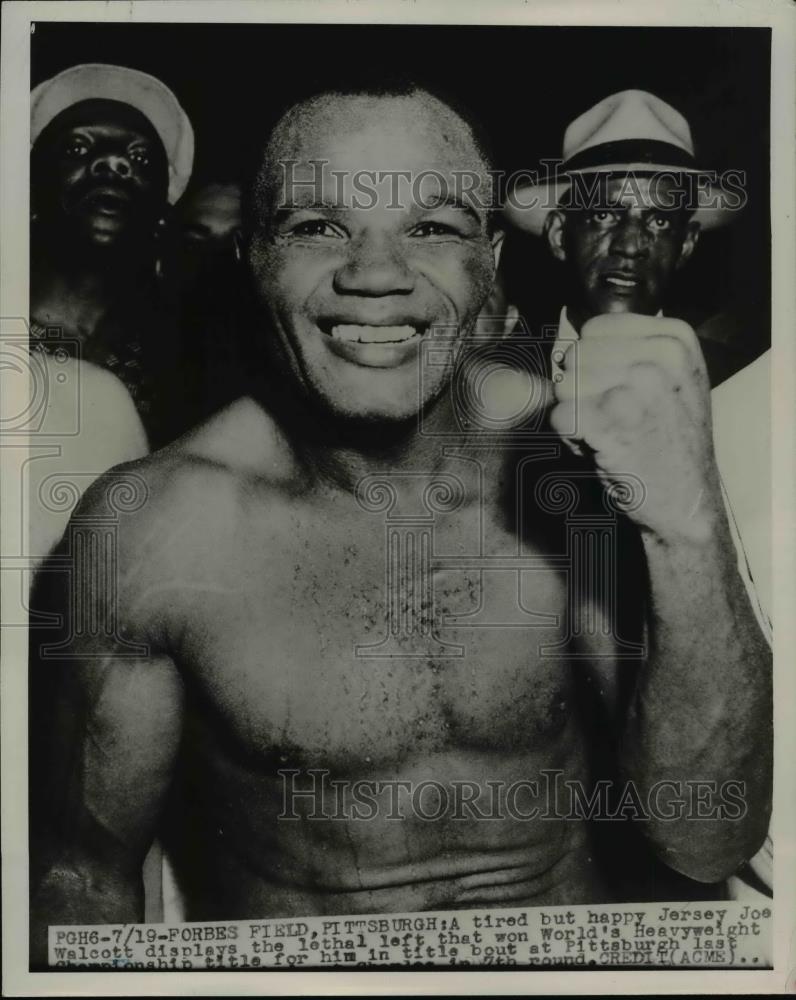 1954 Press Photo Boxer Jersey Joe Walcott at Forbes Field Pittsburgh - net19955 - Historic Images