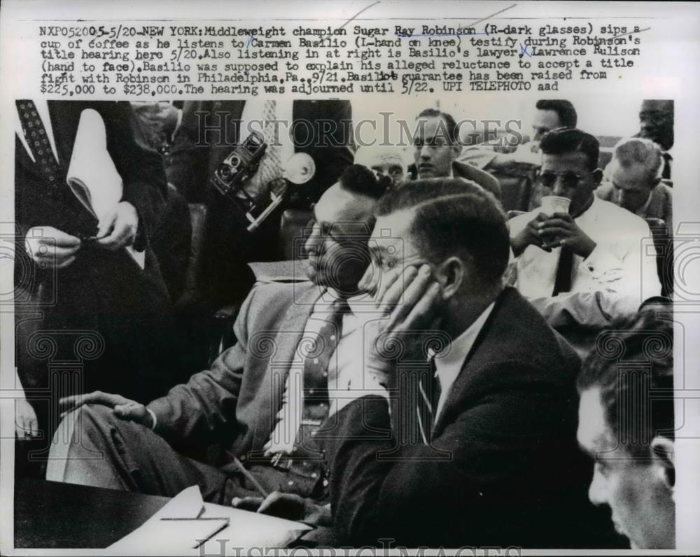 1959 Press Photo Sugar Ray Robinson at title hearing in NYC - net21064 - Historic Images