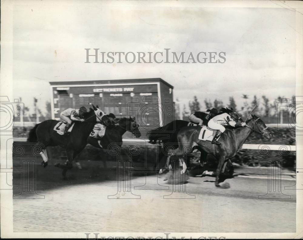 1936 Press Photo Miami Beach Hdcp race at Hialeah Florida won by Whopper - Historic Images