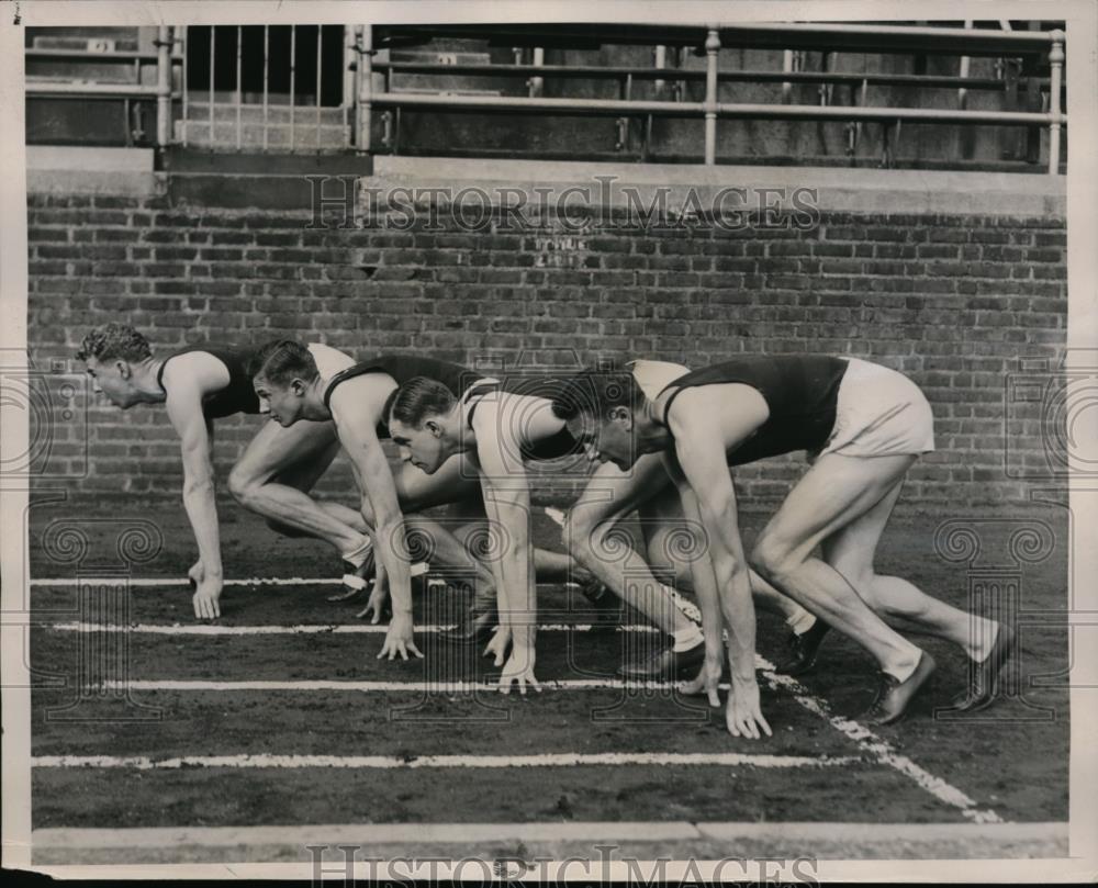 1936 Press Photo PA track runners Edward Steele, Ellwood Walls, Robert Sawyer - Historic Images