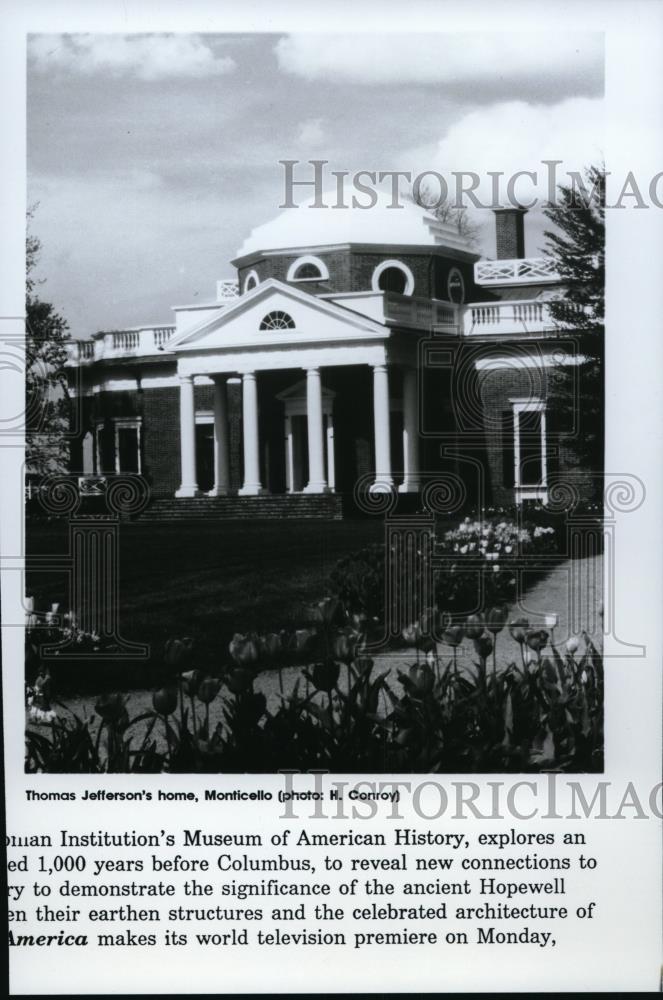 1991 Press Photo Thomas Jefferson&#39;s home, Monticello. - spp01932 - Historic Images