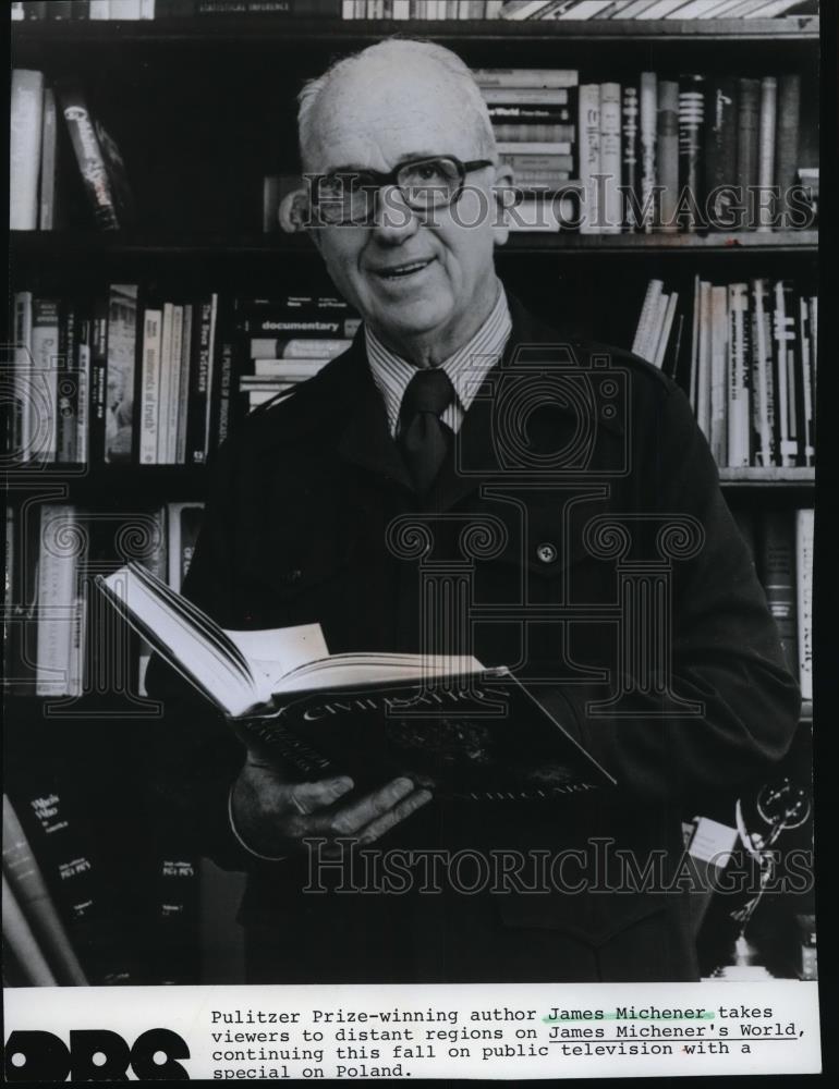 1978 Press Photo James Michener hosts James Michener&#39;s World on PBS. - spp01980 - Historic Images
