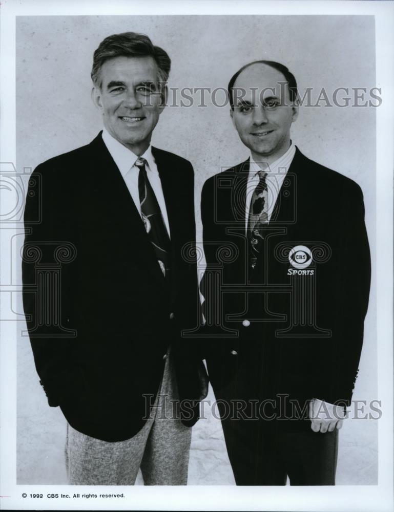 1992 Press Photo Tim McCarver and Sean McDonough host the 63rd MLB All-Star game - Historic Images