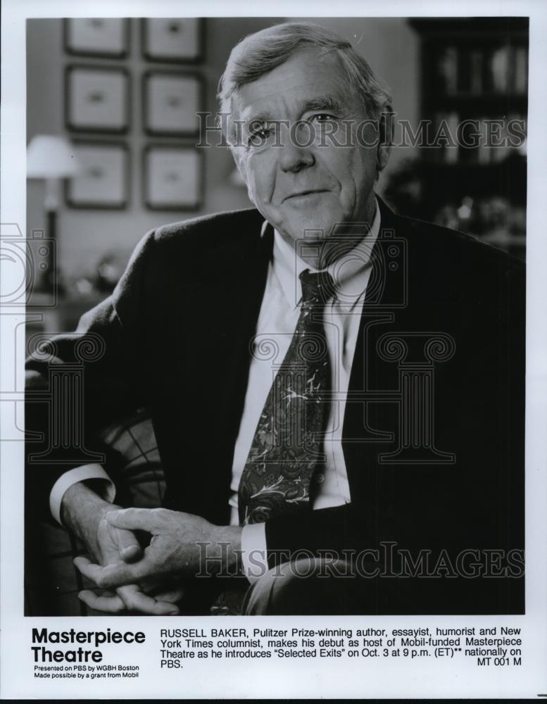 1993 Press Photo Russell Baker, author, hosts Masterpiece Theatre. - s ...