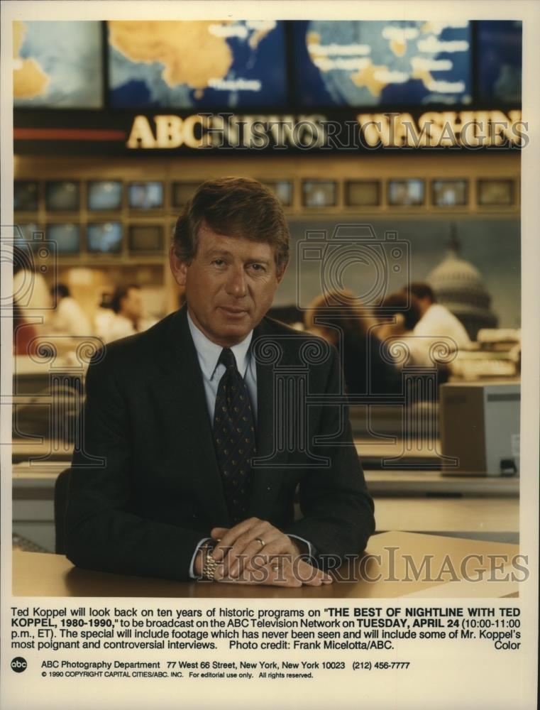 1990 Press Photo Ted Koppel hosts The Best of Nightline with Ted Koppe
