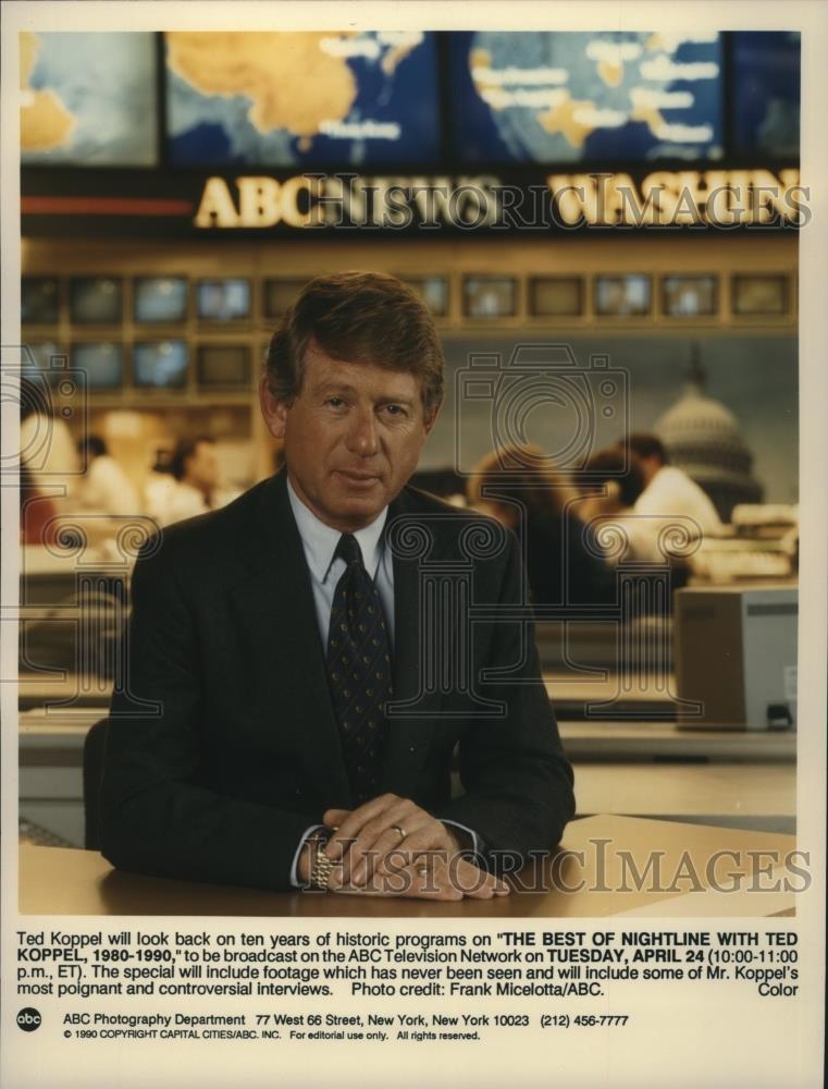 1990 Press Photo Ted Koppel hosts The Best of Nightline with Ted Koppel. - Historic Images