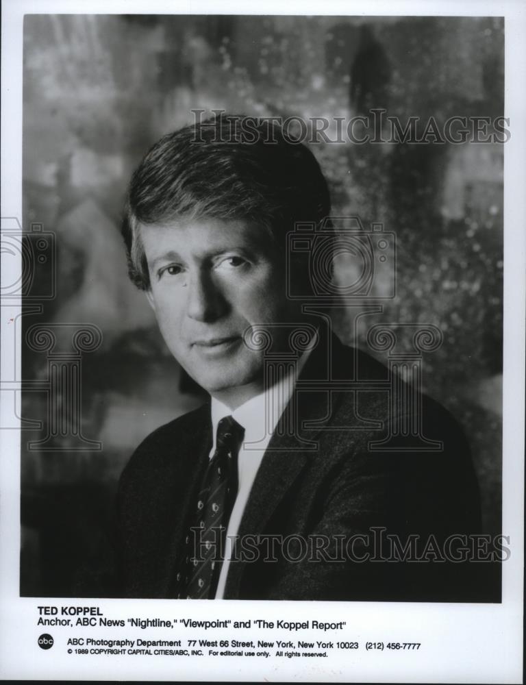 1990 Press Photo Ted Koppel, anchor on Nightline, Viewpoint & The Koppel Report. - Historic Images