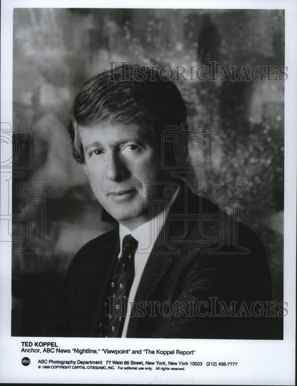 1990 Press Photo Ted Koppel, anchor on Nightline, Viewpoint & The Kopp