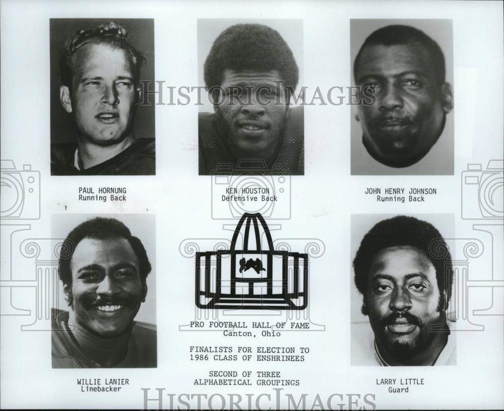 1986 Press Photo Finalists for election for pro football hall of fame. - Historic Images